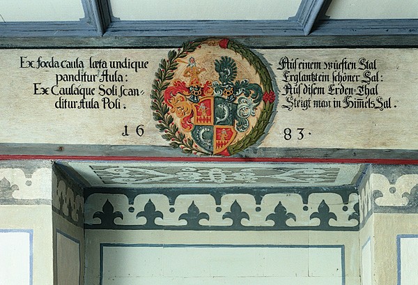 Wappen des Ehepaars Holzhalb Wolff im Festsaal